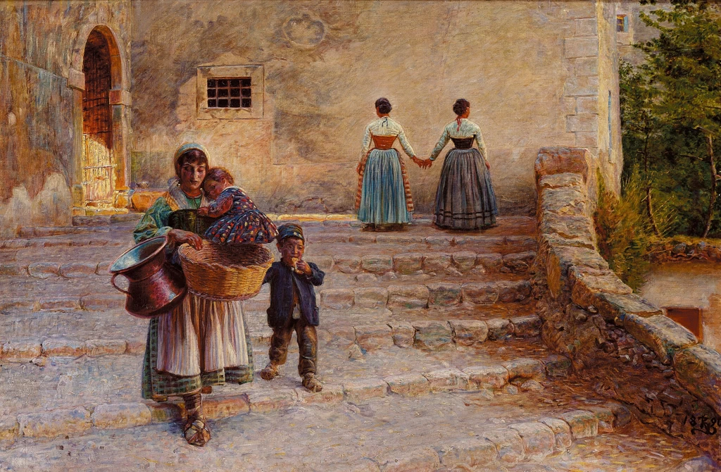 Kristian Zahrtmann - 126, Una povera donna italiana con i suoi figli, 1890